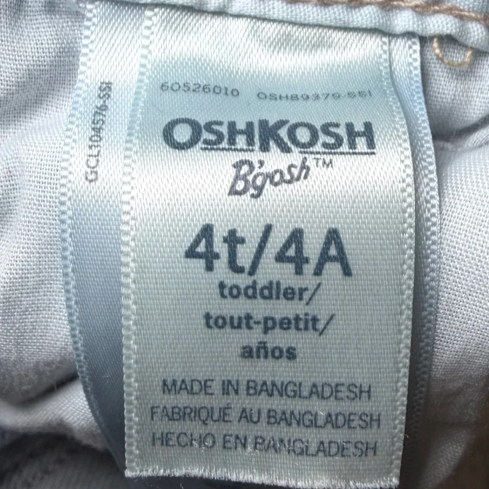 OshKosh Bgosh Toddler Girls Size 4T Denim Overalls Pink Heart Print Bibs Play